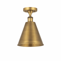 Innovations Ballston Cone 1-LT Semi-Flush Mount - Brushed Brass - 516-1C-BB-MBC-8-BB-LED