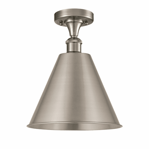Innovations Ballston Cone 1-LT Semi-Flush Mount - Brushed Satin Nickel - 516-1C-SN-MBC-12-SN