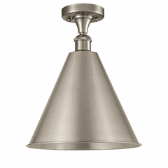 Innovations Ballston Cone 1-LT Semi-Flush Mount - Brushed Satin Nickel - 516-1C-SN-MBC-16-SN-LED