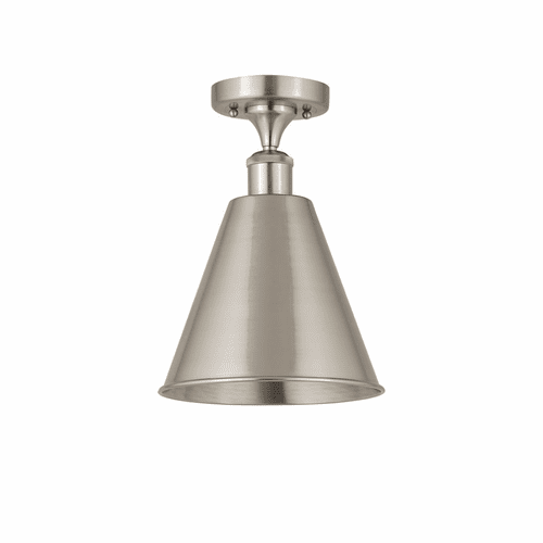 Innovations Ballston Cone 1-LT Semi-Flush Mount - Brushed Satin Nickel - 516-1C-SN-MBC-8-SN