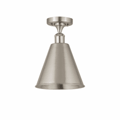 Innovations Ballston Cone 1-LT Semi-Flush Mount - Brushed Satin Nickel - 516-1C-SN-MBC-8-SN-LED