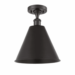 Innovations Ballston Cone 1-LT Semi-Flush Mount - Matte Black - 516-1C-BK-MBC-12-BK-LED