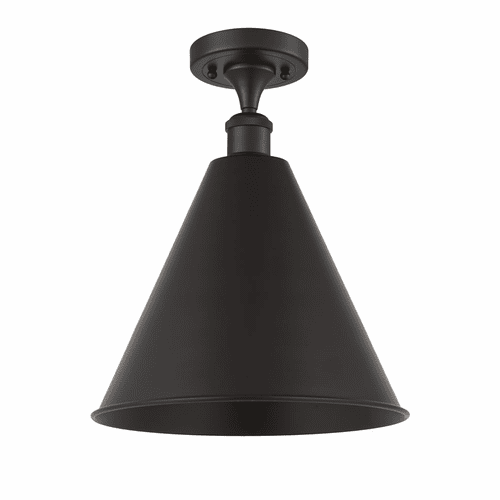 Innovations Ballston Cone 1-LT Semi-Flush Mount - Matte Black - 516-1C-BK-MBC-16-BK-LED