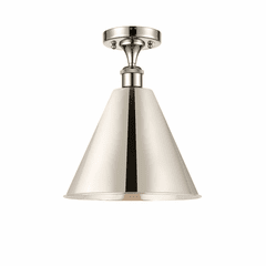 Innovations Ballston Cone 1-LT Semi-Flush Mount - Polished Nickel - 516-1C-PN-MBC-12-PN