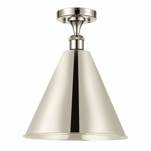 Innovations Ballston Cone 1-LT Semi-Flush Mount - Polished Nickel - 516-1C-PN-MBC-16-PN