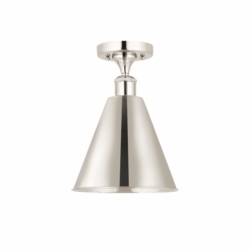Innovations Ballston Cone 1-LT Semi-Flush Mount - Polished Nickel - 516-1C-PN-MBC-8-PN