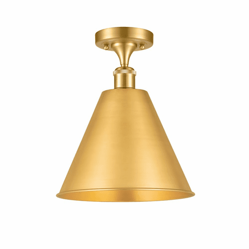 Innovations Ballston Cone 1-LT Semi-Flush Mount - Satin Gold - 516-1C-SG-MBC-12-SG