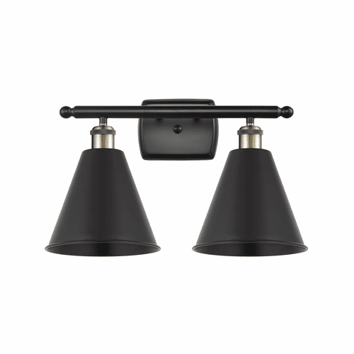 Innovations Ballston Cone 2-LT Bath Vanity-LT - Black Antique Brass - 516-2W-BAB-MBC-8-BK