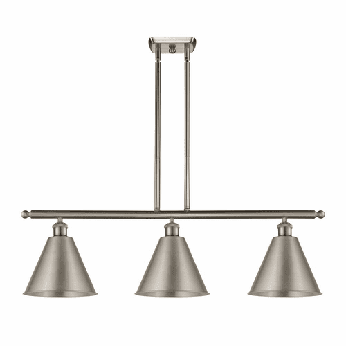 Innovations Ballston Cone 3-LT Island Light - Brushed Satin Nickel - 516-3I-SN-MBC-12-SN