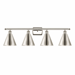 Innovations Ballston Cone 4-LT Bath Vanity-LT - Polished Nickel - 516-4W-PN-MBC-8-PN