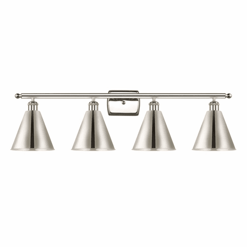 Innovations Ballston Cone 4-LT Bath Vanity-LT - Polished Nickel - 516-4W-PN-MBC-8-PN-LED