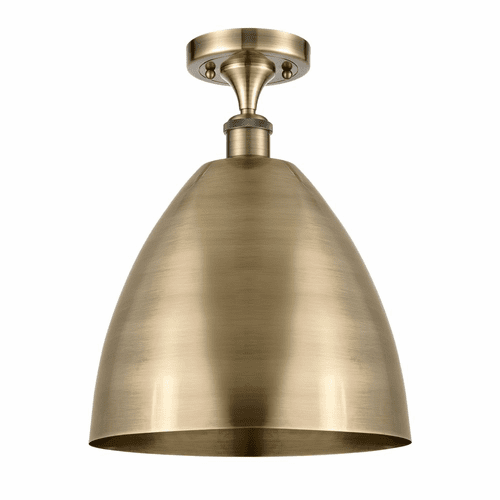 Innovations Ballston Dome 1-LT Semi-Flush Mount - Antique Brass - 516-1C-AB-MBD-12-AB-LED