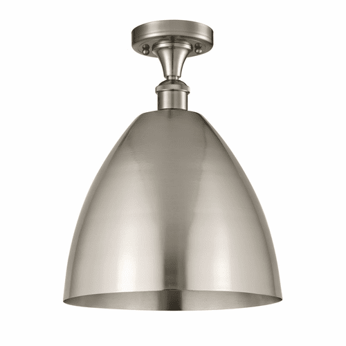 Innovations Ballston Dome 1-LT Semi-Flush Mount - Brushed Satin Nickel - 516-1C-SN-MBD-12-SN-LED