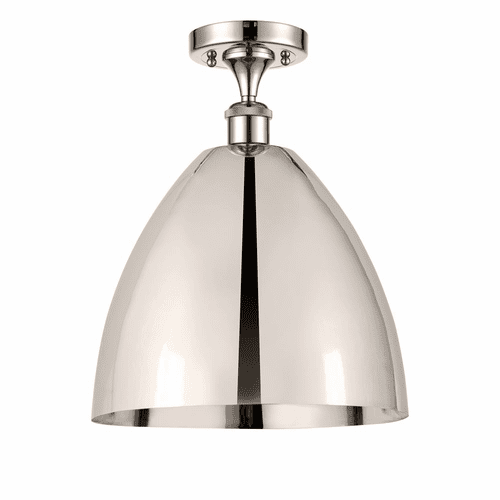 Innovations Ballston Dome 1-LT Semi-Flush Mount - Polished Nickel - 516-1C-PN-MBD-12-PN-LED
