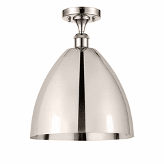 Innovations Ballston Dome 1-LT Semi-Flush Mount - Polished Nickel - 516-1C-PN-MBD-12-PN-LED