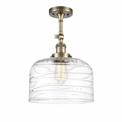 Innovations Bell 1-LT XL Semi-Flush Mount - Antique Brass - 201F-AB-G713-L