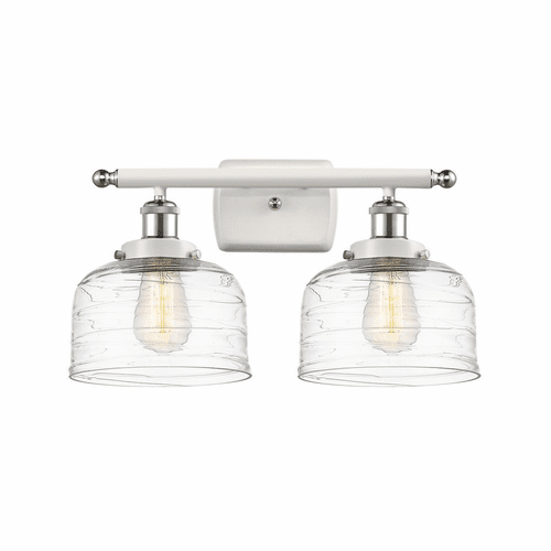 Innovations Bell 2-LT Large Bath Vanity Light - White and Chrome - 916-2W-WPC-G713
