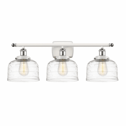 Innovations Bell 3-LT Large Bath Vanity Light - White and Chrome - 916-3W-WPC-G713