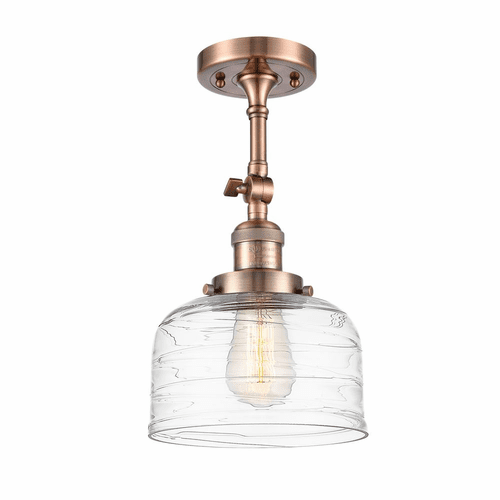 Innovations Bell LED Large Semi-Flush Mount - Antique Copper - 201F-AC-G713-LED