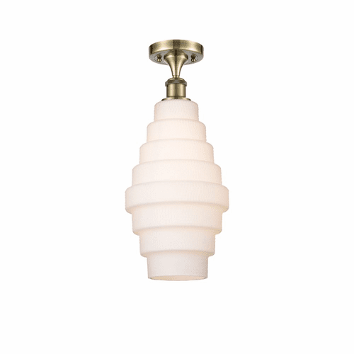 Innovations Cascade LED Semi-Flush Mount - Antique Brass - 516-1C-AB-G671-8-LED