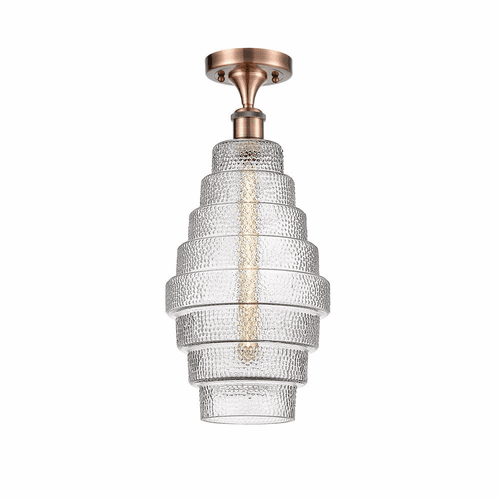 Innovations Cascade LED Semi-Flush Mount - Antique Copper - 516-1C-AC-G672-8-LED