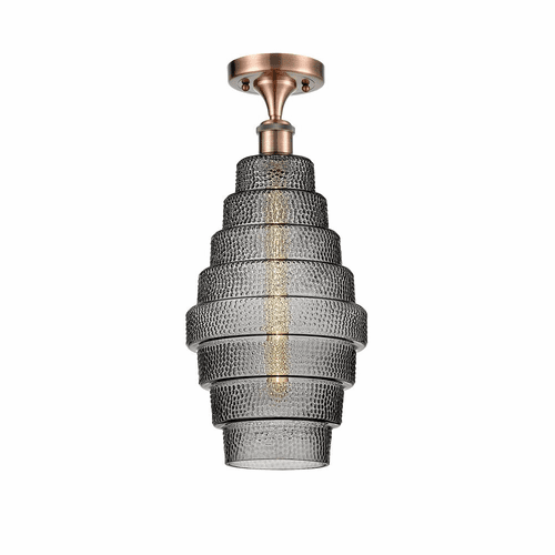 Innovations Cascade LED Semi-Flush Mount - Antique Copper - 516-1C-AC-G673-8