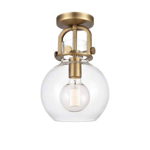 Innovations Newton 1 Light Flush Mount - Brushed Brass - 410-1F-BB-8CL