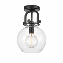 Innovations Newton Sphere Flush Mount - Matte Black - 410-1F-BK-8CL
