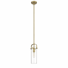 Innovations Pilaster 1-LT 25" Mini Pendant - Brushed Brass - 423-1S-BB-4CL