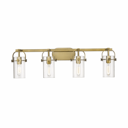 Innovations Pilaster 3-LT 27" LED Bath Vanity-LT - Brushed Brass - 423-4W-BB-4CL-LED