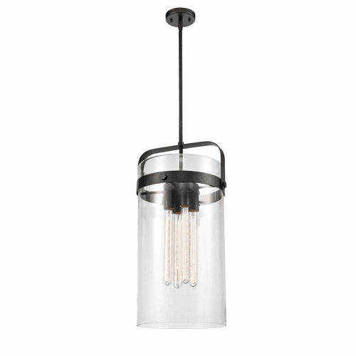 Innovations Pilaster Pendant - Matte Black - 413-4S-BK-12CL