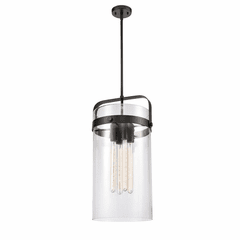 Innovations Pilaster Pendant - Matte Black - 413-4S-BK-12CL