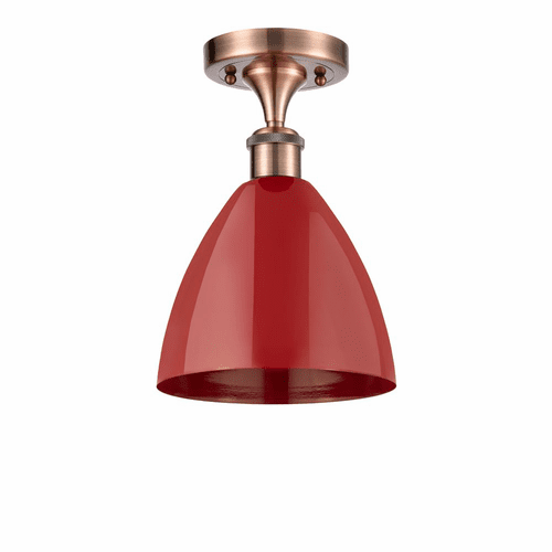 Innovations Plymouth Dome 1-LT Semi-Flush Mount - Antique Copper - 516-1C-AC-MBD-75-RD-LED