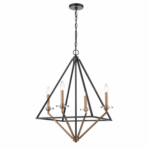 Innovations Raleigh 4-LT Chandelier - Black Brushed Brass - 331-4CR-BBG