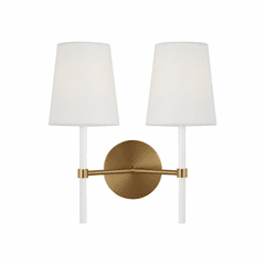 Kate Spade Monroe 2-LT Wall Sconce - Burnished Brass / Gloss White - KSW1102BBSGW