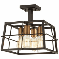 Keeley Calle Semi Flush - Painted Bronze W/Natural Brush - 4769-416