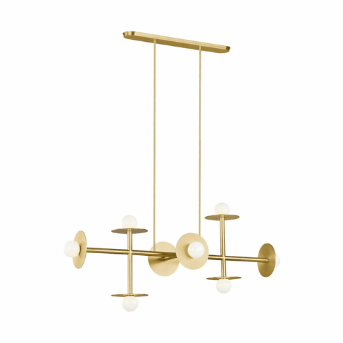 Kelly By Kelly Wearstler Nodes 8-LT Linear Chandelier - Brass - KC1008BBS