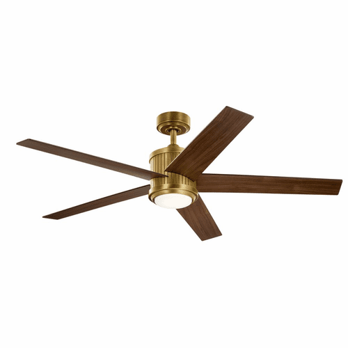 Kichler 1-LT LED 56" Brahm Fan - Natural Brass - 300044NBR