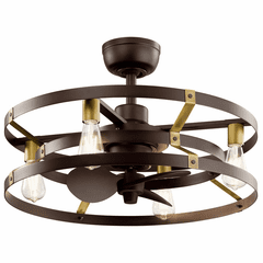 Kichler 4-LT LED 13" Cavelli Fan - Satin Natural Bronze - 300040SNB