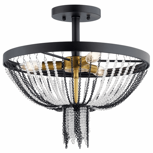 Kichler Alexia 3-LT Semi Flush - Textured Black - 52049BKT