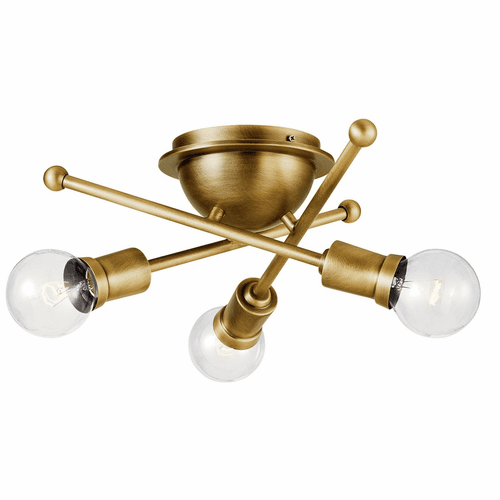 Kichler Armstrong 3-LT Flush Mount - Brass - 43196NBR