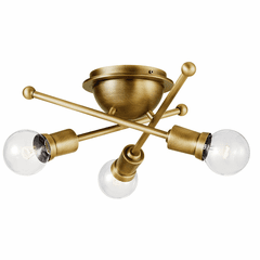 Kichler Armstrong 3-LT Flush Mount - Brass - 43196NBR