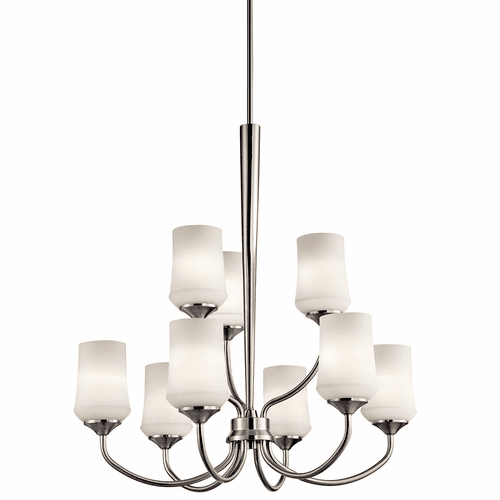 Kichler Aubrey 9-LT Chandelier with LED Bulbs - Brushed Nickel - 43666NIL18