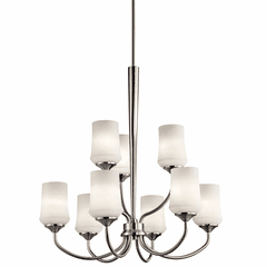 Kichler Aubrey 9-LT Chandelier with LED Bulbs - Brushed Nickel - 43666NIL18