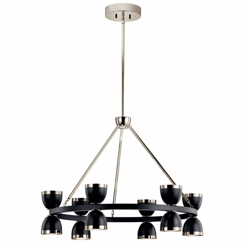Kichler Baland 12-LT LED 1-Tier Chandelier - Black - 52418BKLED