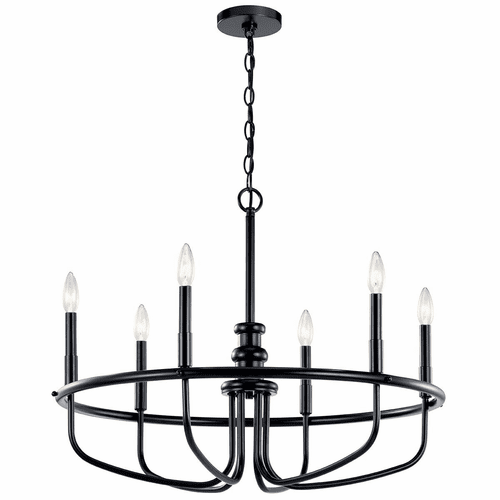 Kichler Capitol Hill 1 Tier 6-LT Chandelier - Black - 52304BK