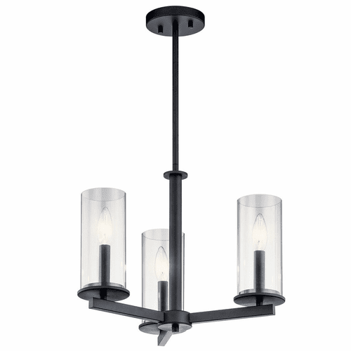 Kichler Crosby 3-LT Chandelier/Semi Flush - Black - 43997BK