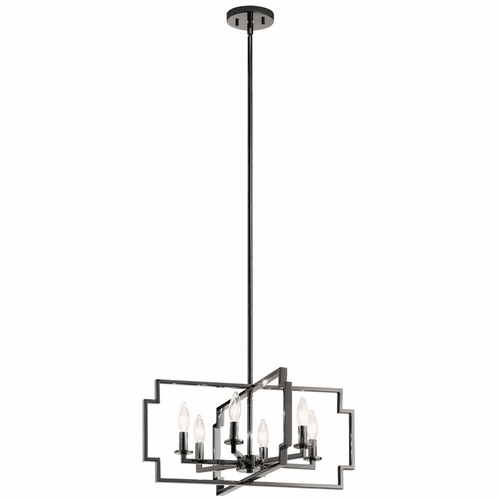 Kichler Downtown Deco 6-LT Chandelier/Semi Flush - Midnight Chrome - 44128MCH