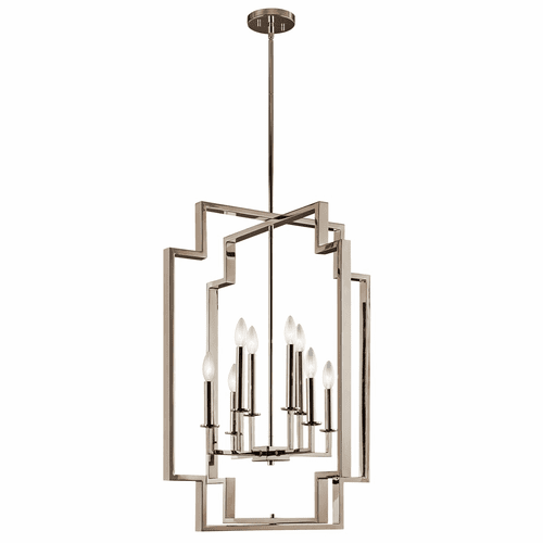Kichler Downtown Deco 8-LT Foyer Chandelier - Polished Nickel - 43966PN