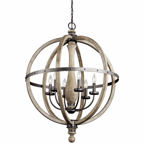 Kichler Evan Pendant 6-LT Chandelier - Distressed Antique Gray - 43327DAG
